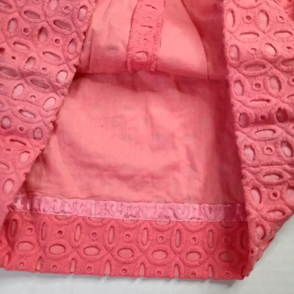 J Crew Pencil Mini Skirt Women’s Size 00 Pink‎ Explored Eyelet Lining Cotton